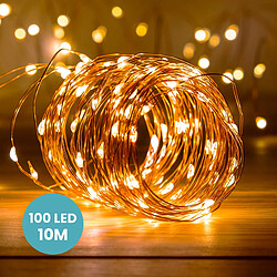 SkyLantern Guirlande Micro LED 10M Cuivre 100 LEDs Blanc Chaud 