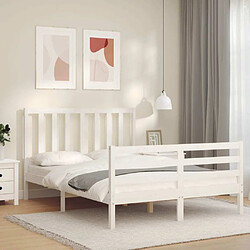 Avis Maison Chic Cadre/structure de lit avec tête de lit pour adulte - Lit Moderne Chambre blanc 140x190 cm bois massif -MN96736