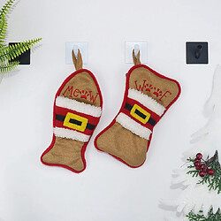 Wewoo 2 PCS CX20223 os multifonctions forme chaussette de Noël sac cadeau couteau fourche manche arbre de décoration pendentif brun pas cher