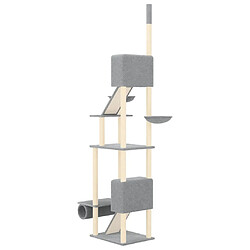 Avis Helloshop26 Arbre à chat meuble tour grimper jouet grattage grattoir escalade plateforme du sol au plafond clair 277-303 cm gris 02_0022758