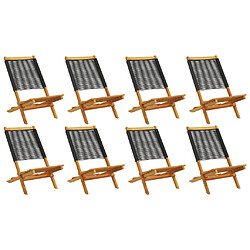 vidaXL Chaises de jardin pliantes lot de 8 noir bois d'acacia massif