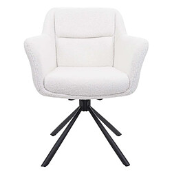 Avis Decoshop26 Lot de 2 chaises de salle à manger avec accoudoirs siège pivotant en tissu bouclé blanc 04_0007364