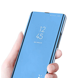 Htdmobiles Housse pour Samsung Galaxy S23 FE 5G - etui portefeuille miroir clear view + verre trempe - BLEU