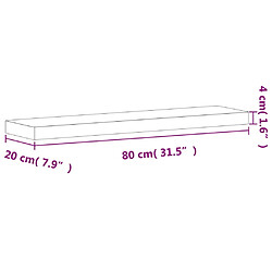 vidaXL Étagère murale 80x20x4 cm bois massif de hêtre pas cher