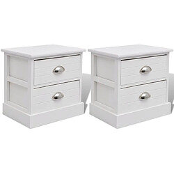 Maison Chic Lot de 2 Tables de chevet,Table de nuit,Table d'appoint pour salon Blanc -MN29196