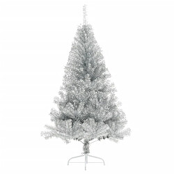 vidaXL Demi sapin de Noël artificiel avec support argenté 120 cm PET