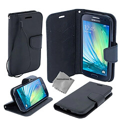 Htdmobiles Housse etui portefeuille pour Samsung Galaxy A5 (version 2016) + film ecran - NOIR / NOIR