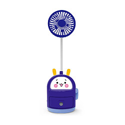 (Bleu) Ventilateur Mini Porte-Stylo de Bureau Design En Forme De Style de Dessin Animé de Chargement Usb Portable