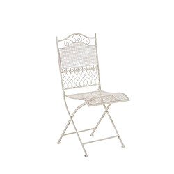 Decoshop26 Chaise de jardin pliable balcon terrasse design rustique métal crème vieilli 10_0003999