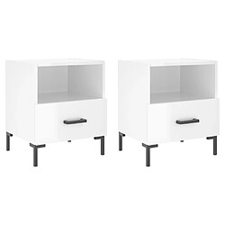 vidaXL Tables de chevet 2 pcs blanc brillant 40x35x47,5 cm