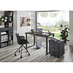 Pegane Meuble de bureau + caisson à 3 tiroirs coloris noir