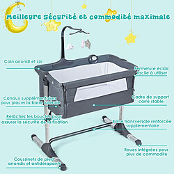 Decoshop26 2 en 1 berceau cododo bébé avec matelas hauteur réglables connecter avec lit de parent arceau de jeu jusqu'à 9 kg 20_0000023 pas cher