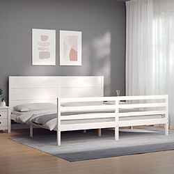 Maison Chic Cadre/structure de lit avec tête de lit pour adulte - Lit Moderne Chambre blanc Super King bois massif -MN58810