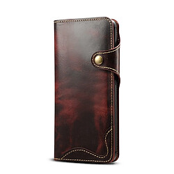 Wewoo Housse Coque Pour Huawei Mate 20 Pro Denior Oil Wax Cuir de vachette Bouton magnétique Étui à rabat horizontal en avec fentes cartes et portefeuille rouge foncé