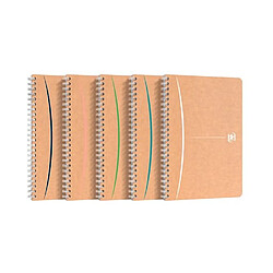 Cahier recyclé spirale Oxford Touareg A5 14,8 x 21 cm petits carreaux 180 pages - Lot de 5