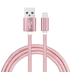 Wewoo Câble or rose pour iPhone X / 8 et 8 Plus / 7 7 Plus / 6 6 6 Plus 6 Plus / 5 5S & SE & 5C / iPad YF-MX02 1 M 2.4A MFI Certifié Lightning à USB Nylon Weave Style Data Sync de Recharge