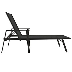 Avis Helloshop26 Transat chaise longue bain de soleil lit de jardin terrasse meuble d'extérieur acier et tissu textilène noir 02_0012250