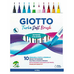 Ensemble de Marqueurs Giotto Turbo Soft Brush Multicouleur Coffret Pinceau 10 Pièces