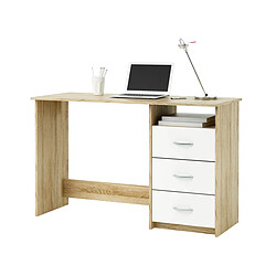 Habitat Et Jardin Bureau Aristote - 123 x 50,1 x 76,5 cm - Chêne brossé / Blanc perle