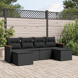 Maison Chic Ensemble Tables et chaises d'extérieur 6pcs avec coussins,Salon de jardin noir résine tressée -GKD610771