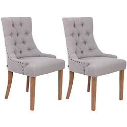 Decoshop26 Lot de 2 chaises de salle à manger avec boutons décoratives assise en tissu gris 10_0001524