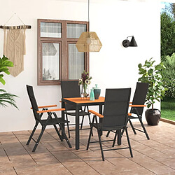 Salle à manger de jardin 5 pcs,Table et chaise à dîner Noir et marron -MN31745