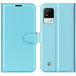 Etui en PU texture litchi avec support, bleu pour votre Realme Narzo 50i