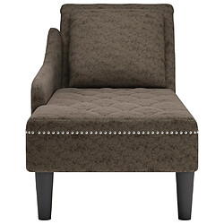 Avis vidaXL Fauteuil long et coussin/accoudoir droit gris foncé similicuir