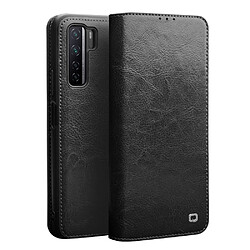 Etui en cuir véritable classique noir pour votre Huawei Nova 7 SE/P40 Lite 5G