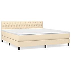 Maison Chic Lit adulte- Lit + matelas,Sommier à lattes de lit avec matelas Crème 180x200 cm Tissu -GKD39743