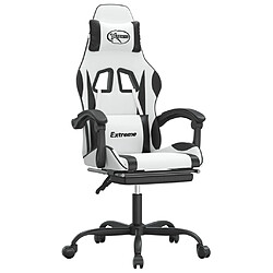 vidaXL Chaise de jeu avec repose-pied Blanc et noir Similicuir