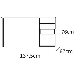 Pegane Bureau,table de travail en aggloméré finition chêne doré avec pied en métal blanc-Longueur 137.5 x Profondeur 67 x Hauteur 76 cm