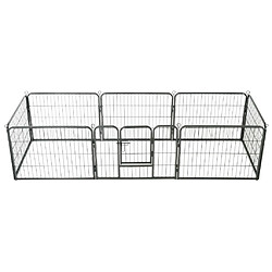 vidaXL Parc pour chiens 8 panneaux Acier 60 x 80 cm Noir