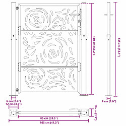 vidaXL Portail de jardin noir 105x130 cm acier conception de flamme pas cher