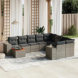 Maison Chic Salon de jardin avec coussins 10 pcs, Ensemble Tables et chaises de jardin, gris résine tressée -GKD686019