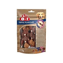 8in1 Triple Flavour Brochettes a mâcher Premium aux Boeuf, Porc, Poulet - Pour chien de petite taille - 6 pieces