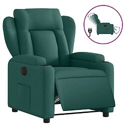 vidaXL Fauteuil inclinable électrique Vert foncé Tissu