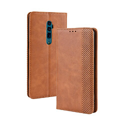 Wewoo Coque Rigide Étui en cuir à boucle magnétique avec rétro pour Texture horizontale OPPO Reno 10x Zoom / Reno 5G support et emplacements cartes et cadre photo Marron