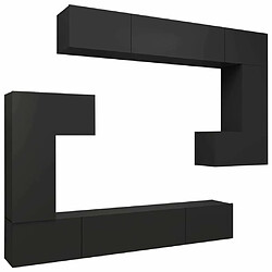 Maison Chic Ensemble de meubles TV 8 pcs | Banc TV Moderne pour salon | Meuble de Rangement - Noir Aggloméré -MN85455