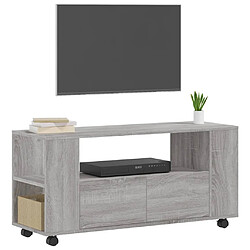 Avis Maison Chic Meuble TV scandinave gris - Banc TV pour salon Sonoma 102x34,5x43 cm bois d'ingénierie -MN76465