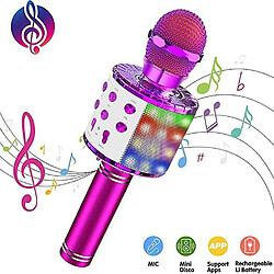 Universal Microphone Bluetooth sans fil avec lumière LED (rose)