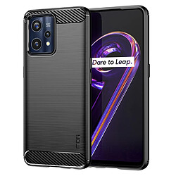 Coque en TPU MOFI Texture de fibre de carbone, antichoc, surface brossée, noir pour votre Realme 9 Pro +