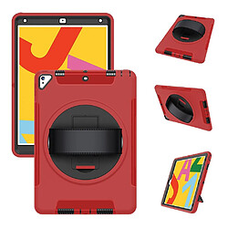 Coque en TPU hybride robuste avec béquille et dragonne rouge pour votre Apple iPad 10.2 (2019)