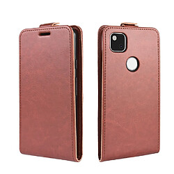 Etui en PU cheval fou vertical flip marron pour votre Google Pixel 4a