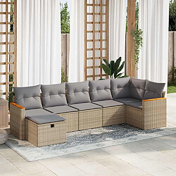 vidaXL Salon de jardin avec coussins 7 pcs beige résine tressée