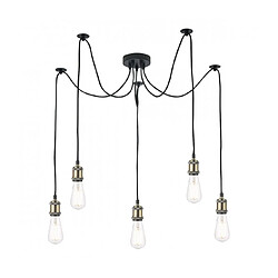 Luminaire Center Suspension Waco Cuivres Antique,Noir mat 5 ampoules 75cm