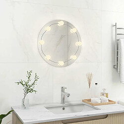 Maison Chic Miroir mural avec lampes LED | Miroir Décoration pour Maison Salle de Bain Rond Verre -GKD43854