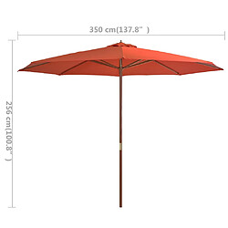 Avis Helloshop26 Parasol mobilier de jardin avec mât en bois 350 cm orange 02_0008130