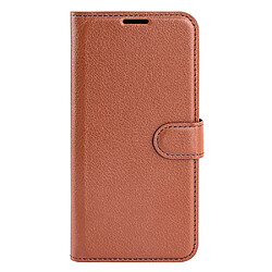 Etui en PU texture litchi, fermeture aimantée avec support marron pour votre Motorola Moto G200 5G