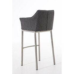 Acheter Decoshop26 Tabouret de bar chaise haute de comptoir couture carrées assise en tissu gris 4 pieds stables en acier inoxydable 10_0004726